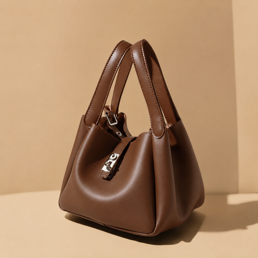 Zaya Amber full-grain leather handbag, handcrafted in Abu Dhabi by Alghaf